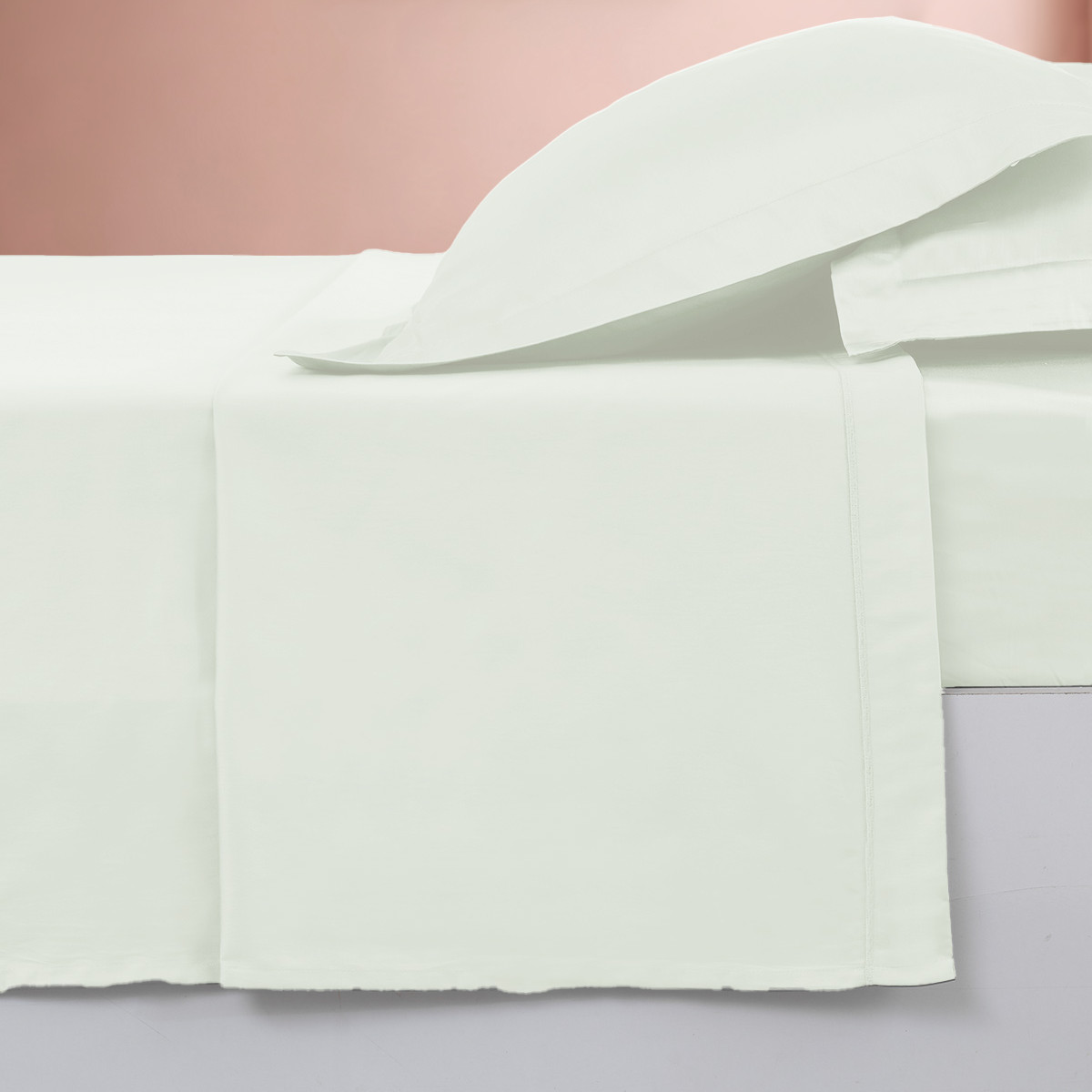 Parure drap plat + 2 taies 50x70 cm SOFT PERCALE ecru, SENSEI MAISON