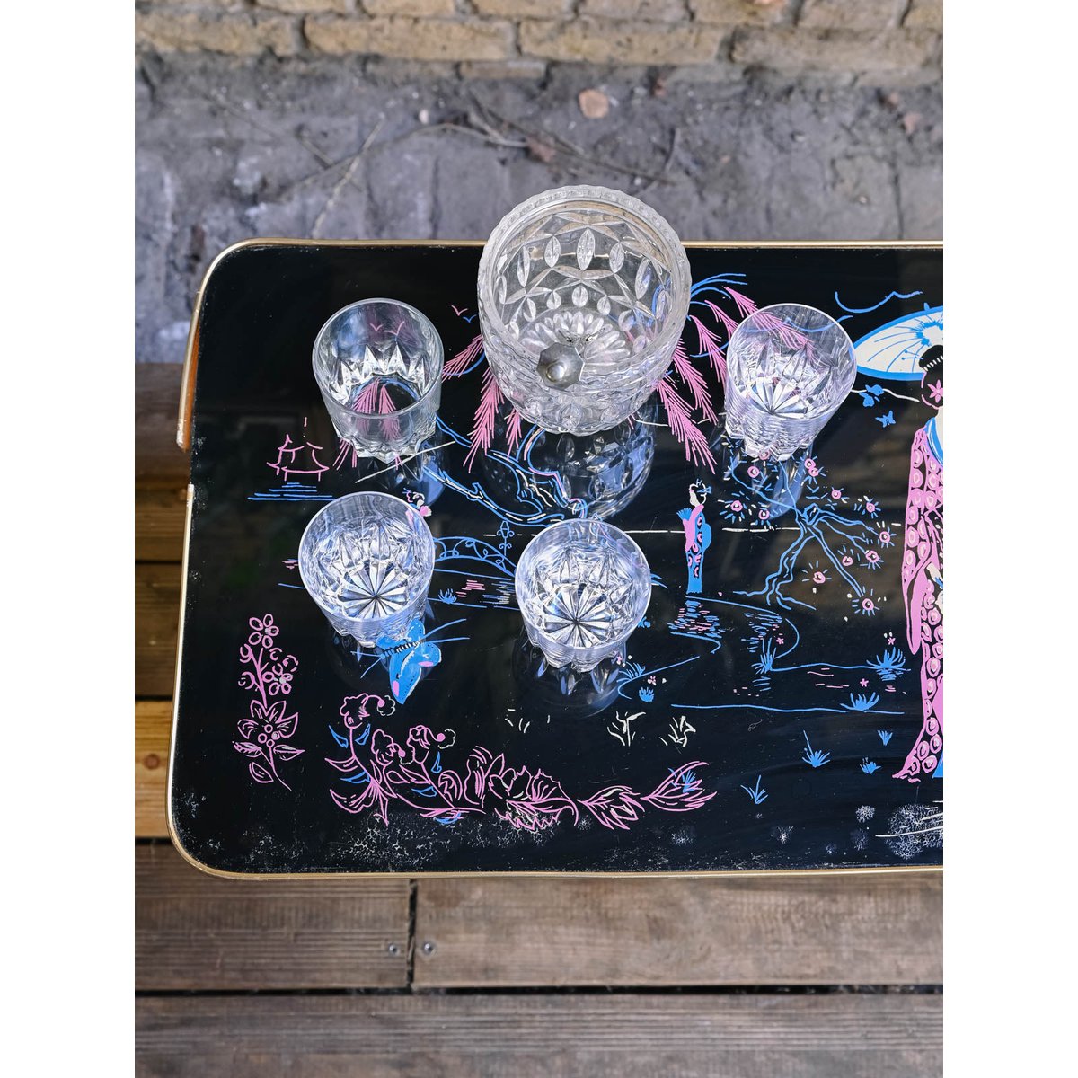 Table basse japonisante Donna N°1527 - Bon état noir, DEBONGOUT