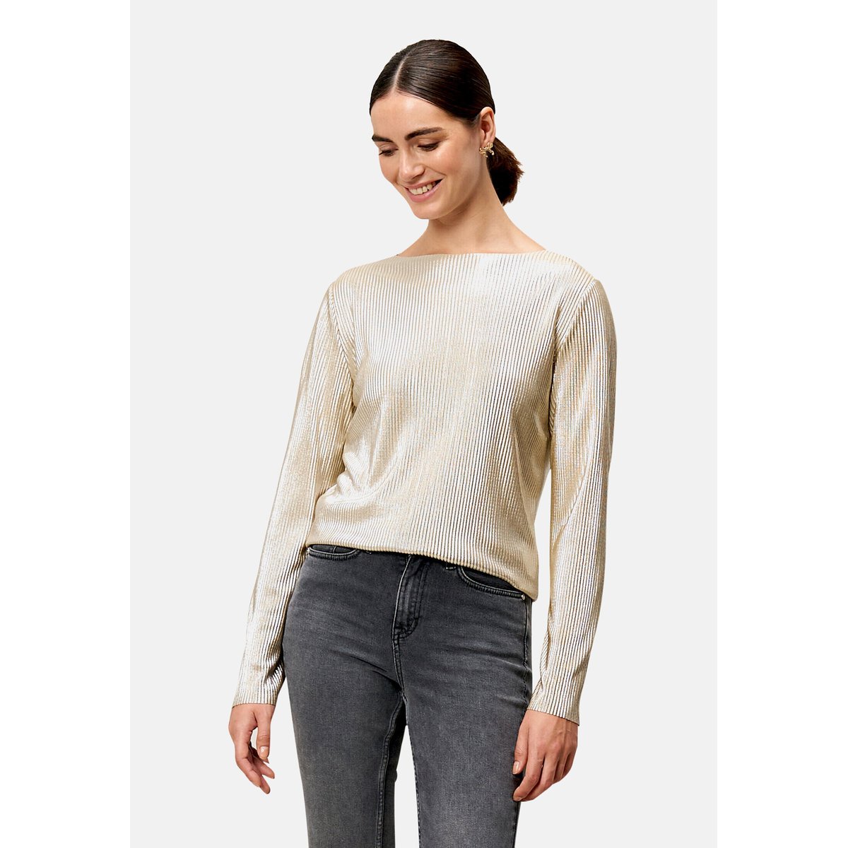 Plissee-Shirt strukturiert naturegold, ZERO