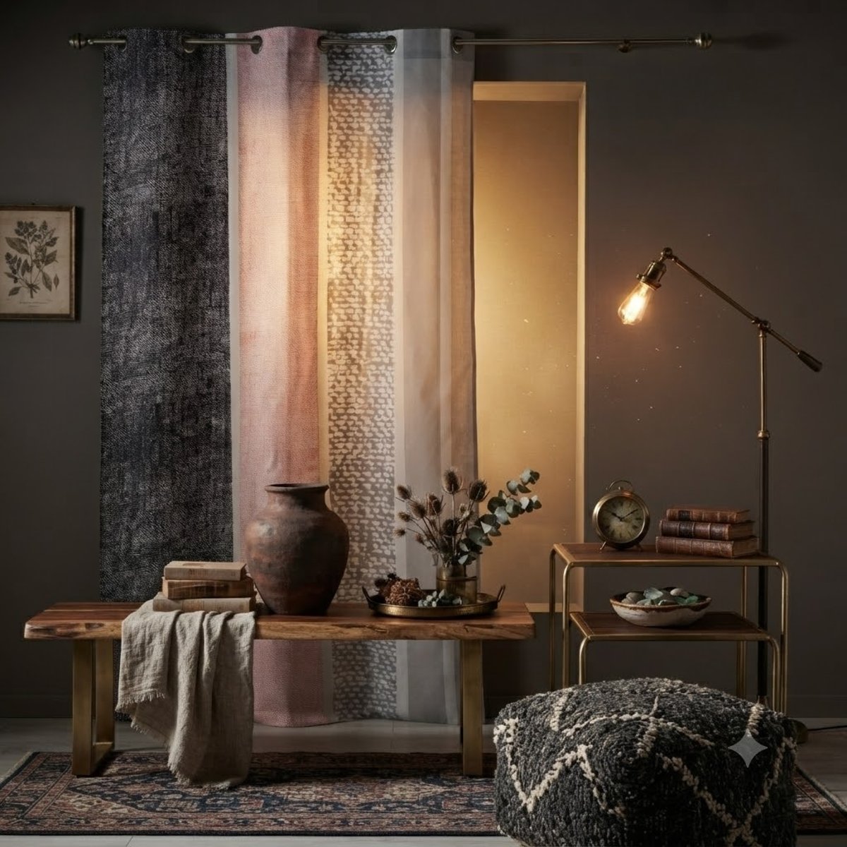 Rideau a oeillets 140 x 240 cm Textilio Rose rose, EDEN