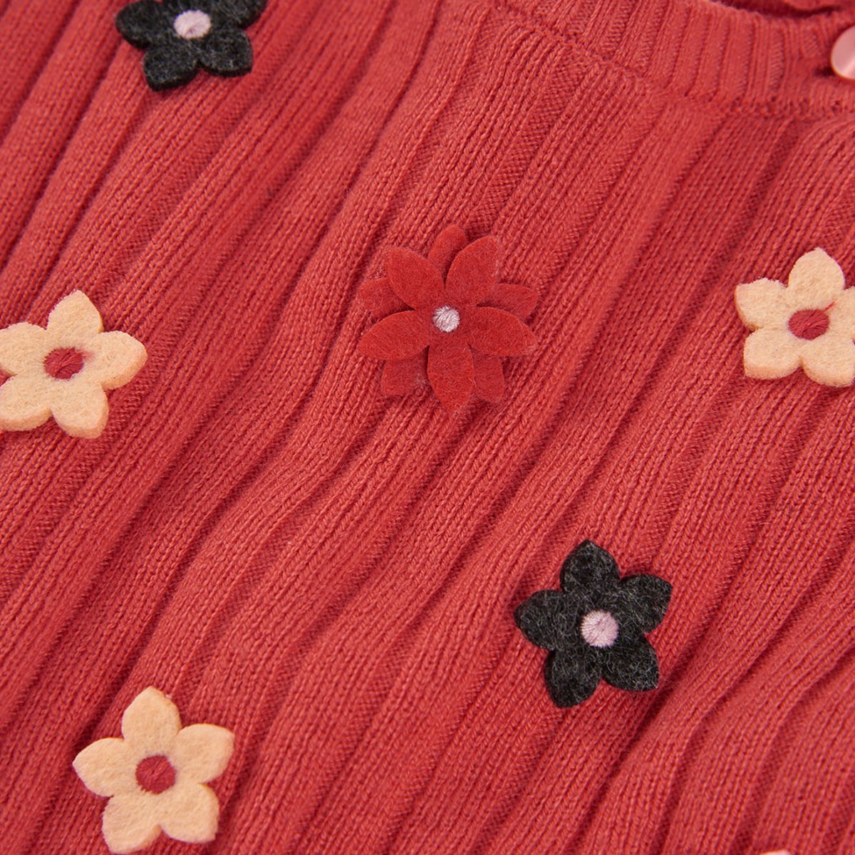 Robe bébé en maille avec fleurs rouge, BOBOLI