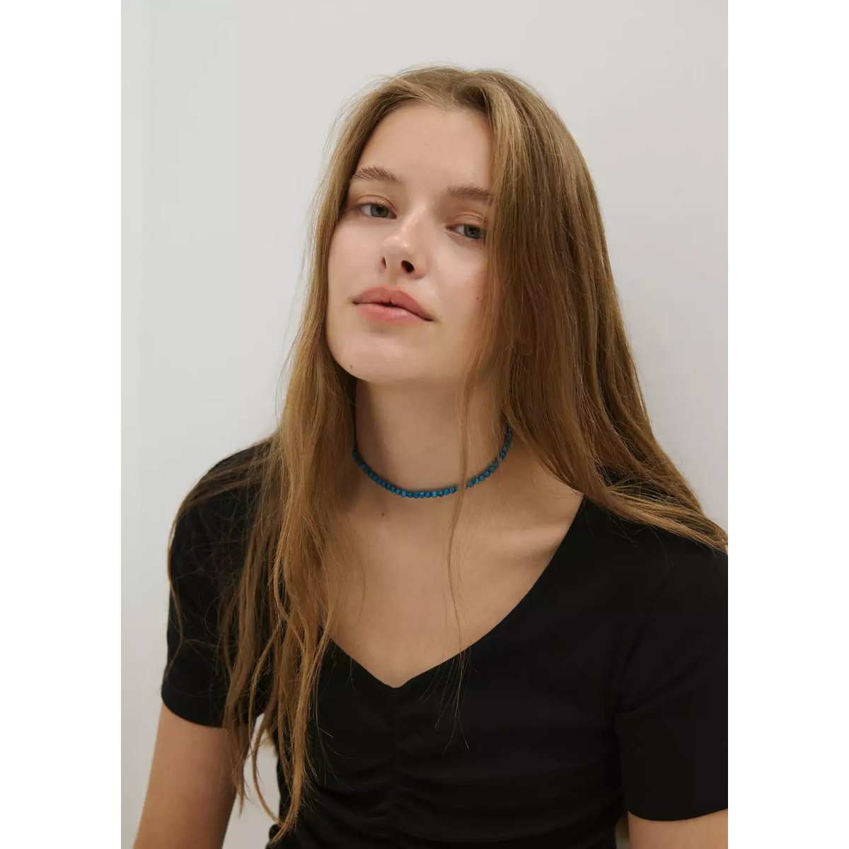 T-shirt coton drapé noir, MANGO TEEN