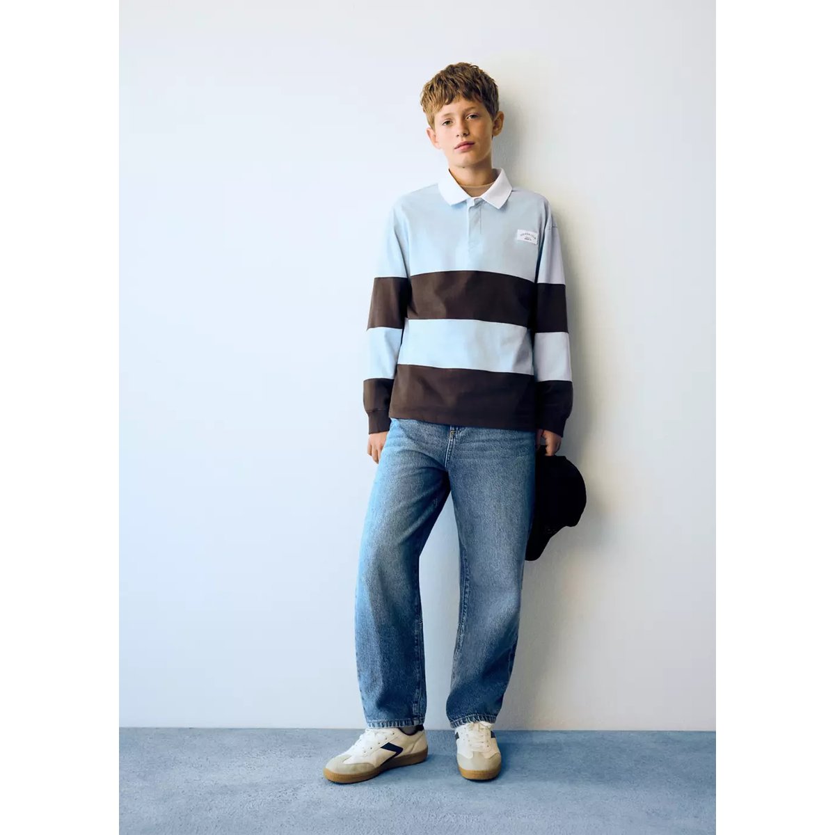 Polo oversize à rayures bleu ciel, MANGO KIDS