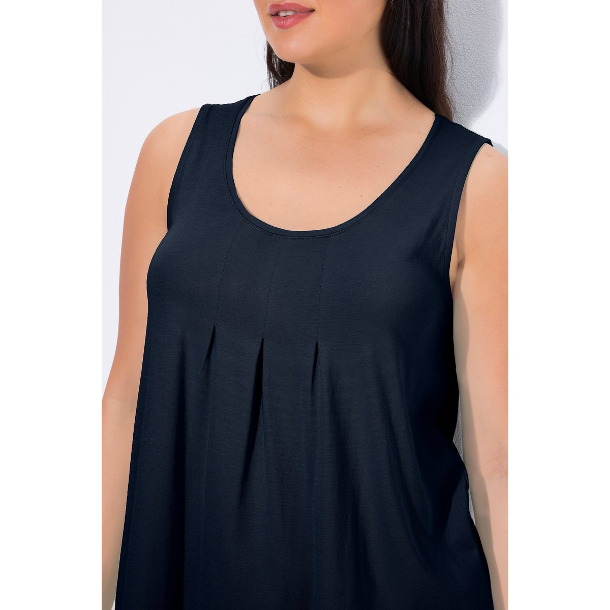 Top, plis fantaisie, ligne A, sans manches marine, ULLA POPKEN