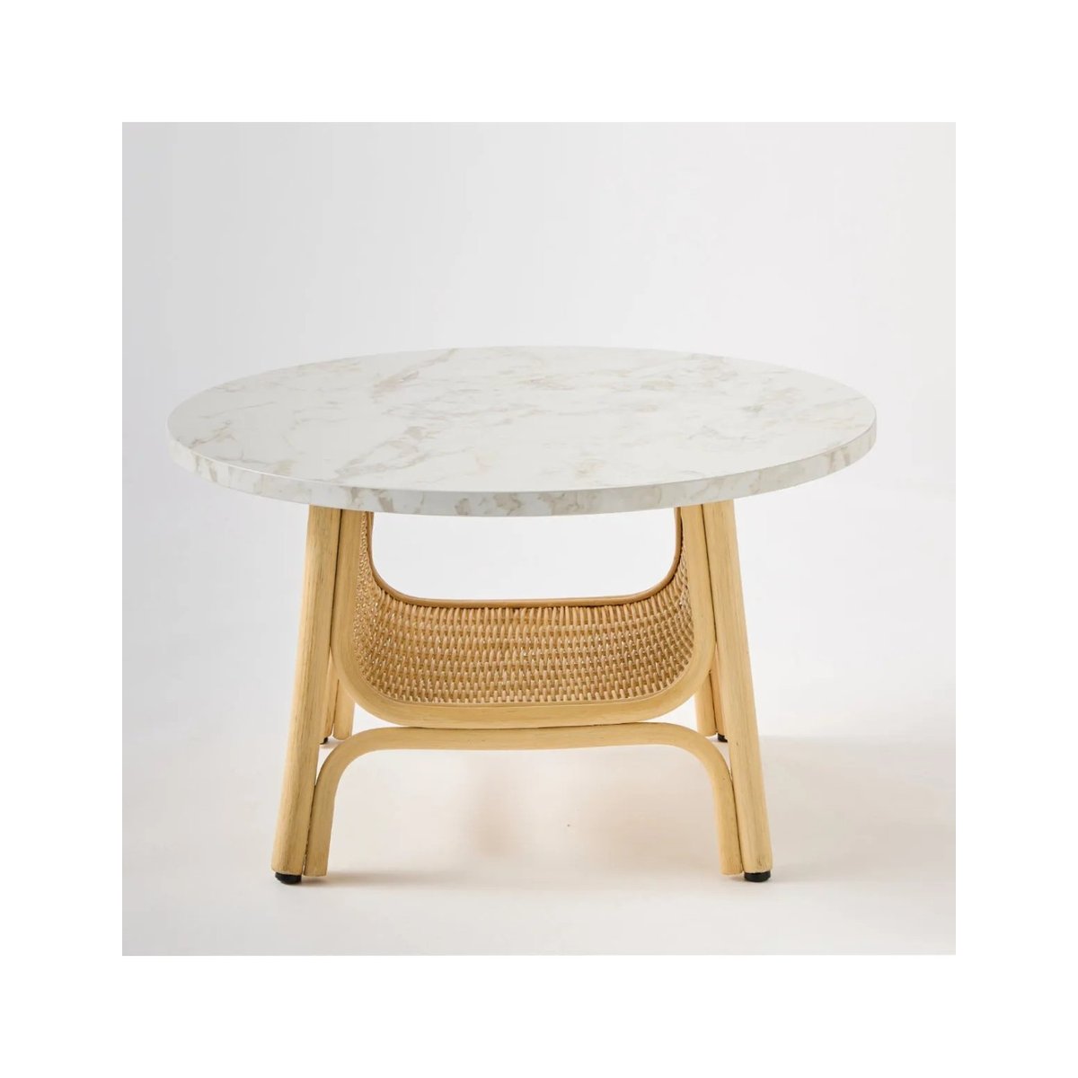 Table basse rotin CORRIDOR Dia 70 cm plateau blanc blanc, KOK