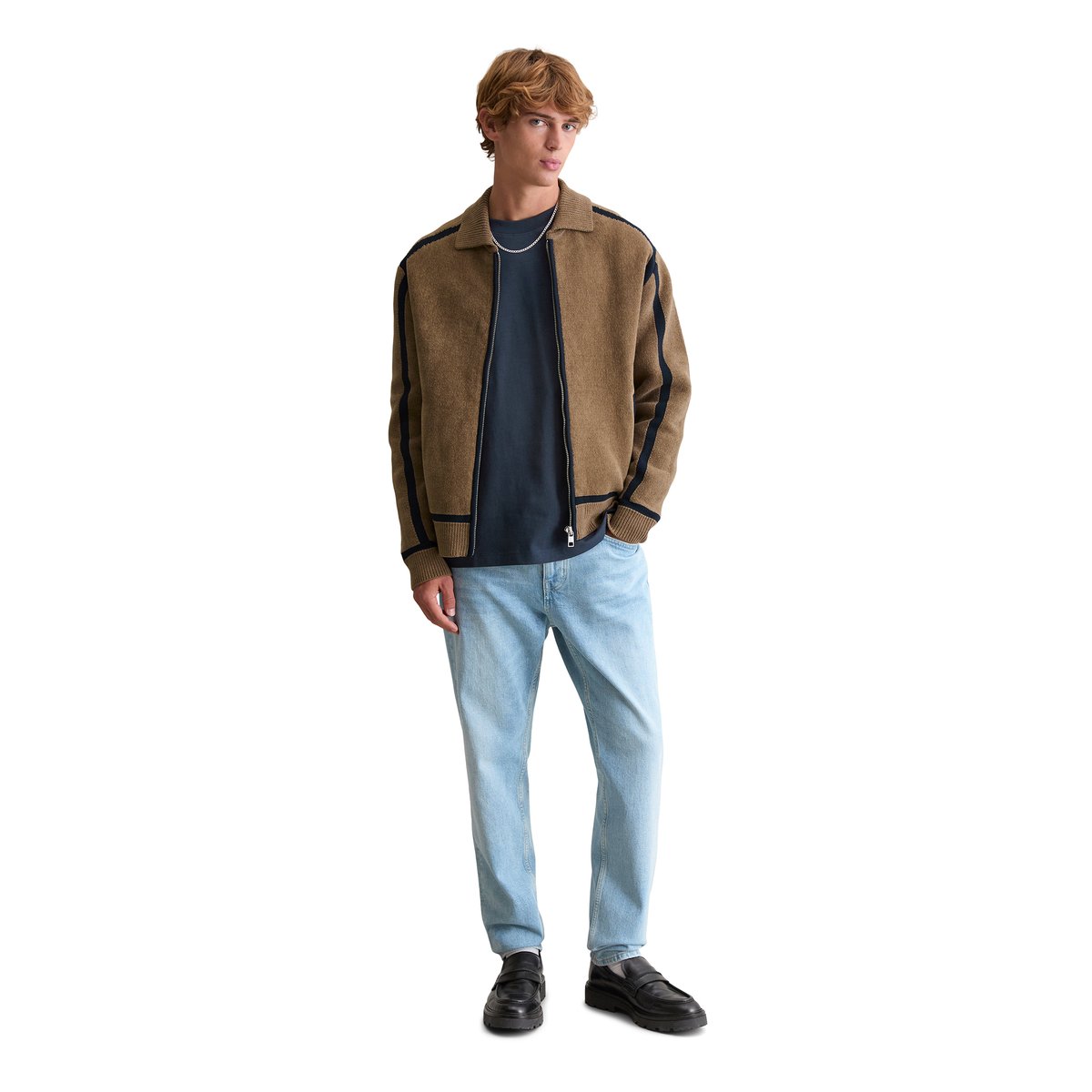 Veste en tricot regular en chenille de coton bio doux marron, MARC O’POLO DENIM