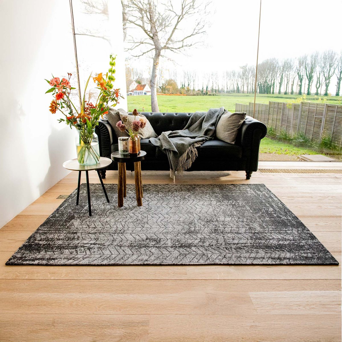 Tapis intérieur/extérieur tissé plat BRONX noir, NOVATREND