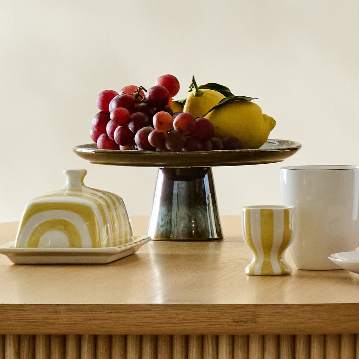 Elissa Reactive Glazed Stoneware Cake Stand, Diameter 22.5cm bronze, LA REDOUTE INTERIEURS