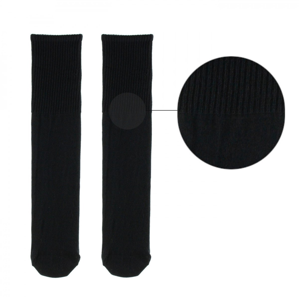 Chaussettes en coton forme tube sans talon MADE IN FRANCE noir, KINDY