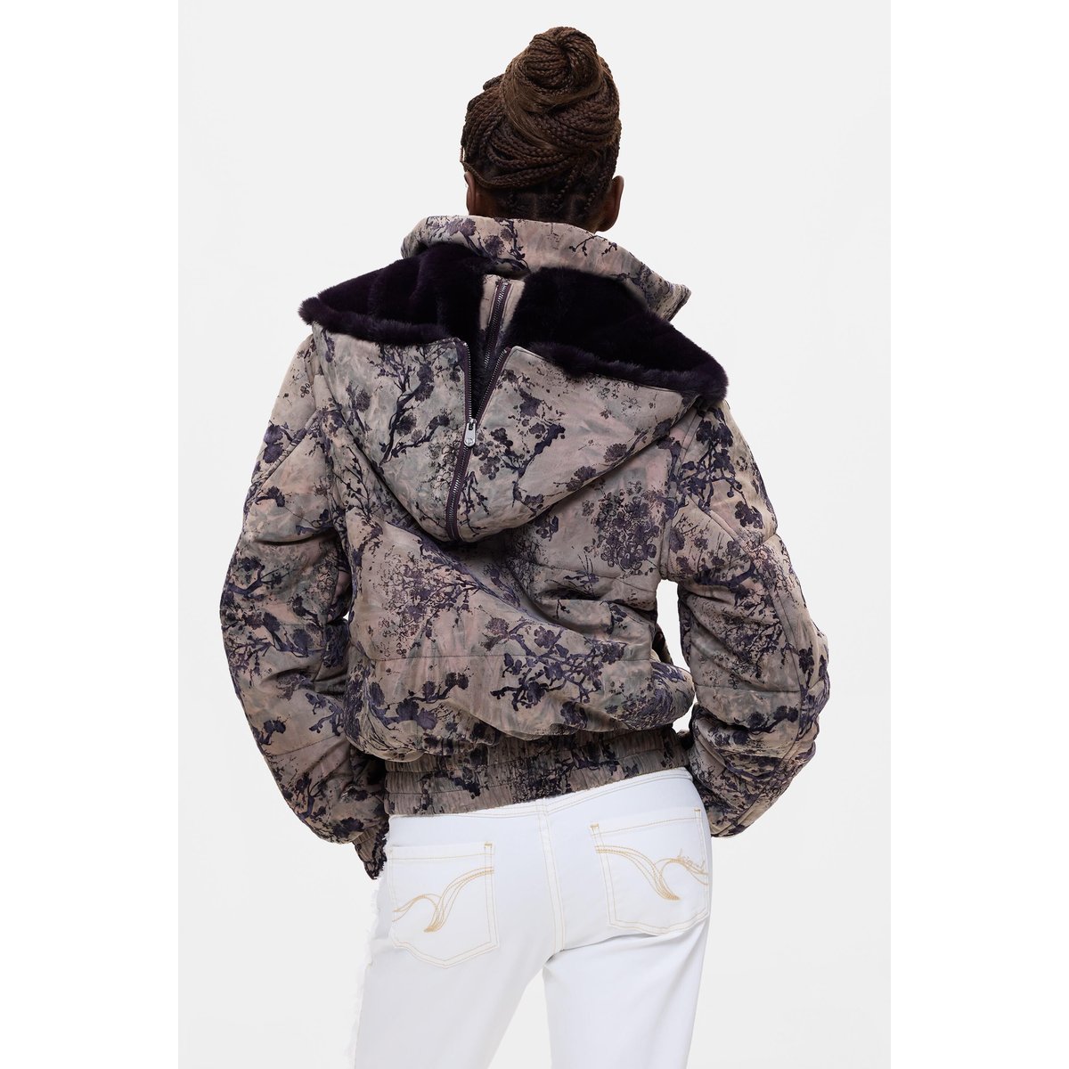 Manteau matelassé court floqué noir, DESIGUAL