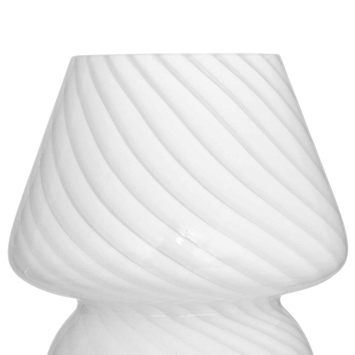Lampe champignon à rayures en verre CARA blanc, ATMOSPHERA