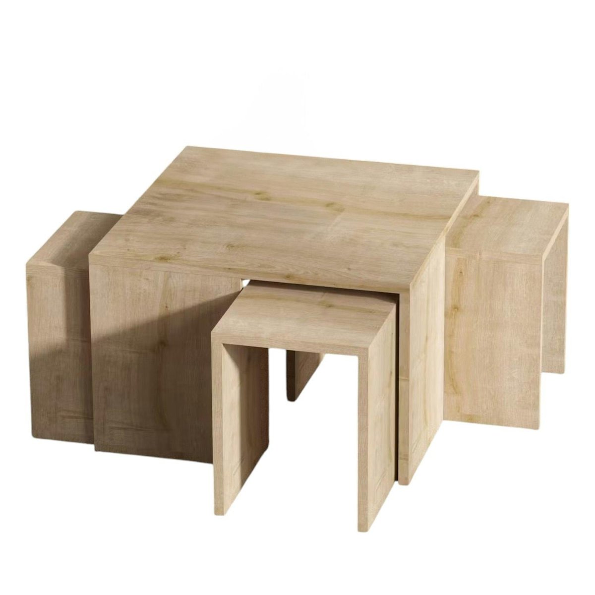 Table basse gigogne effet chêne - 5 pièces MARFA bois naturel, PIER IMPORT