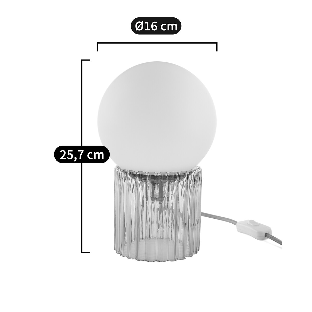 Lampada da tavolo, vetro striato colorato e opalino, Dima blu, LA REDOUTE INTERIEURS