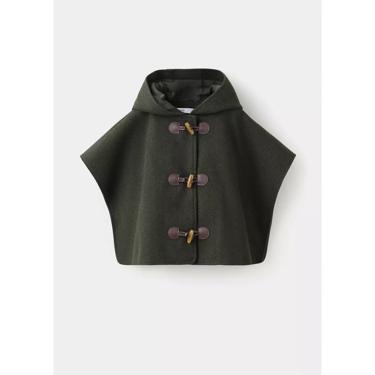 Cape à capuche avec brandebourgs vert moyen, MANGO BABY
