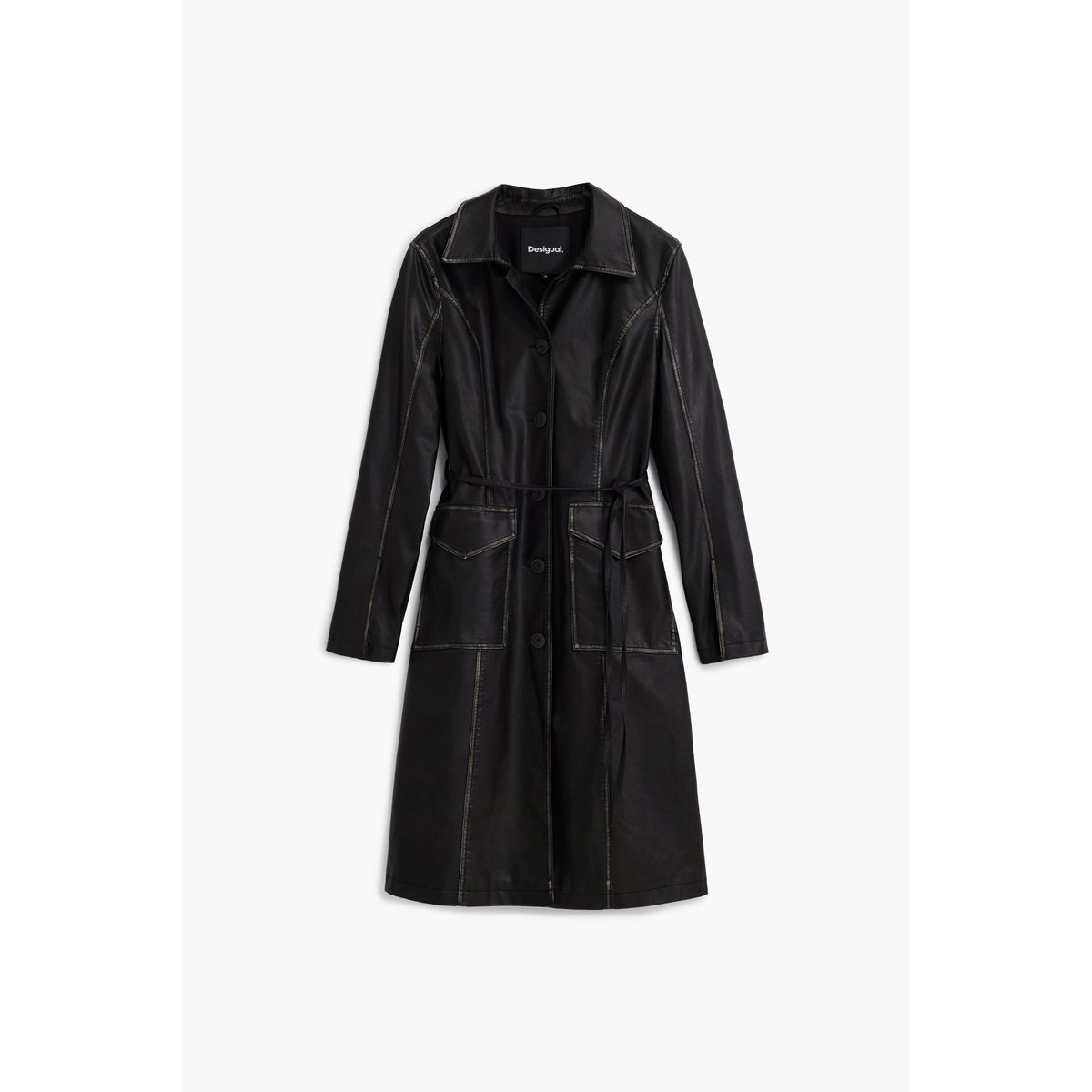 Veste longue effet cuir noir, DESIGUAL
