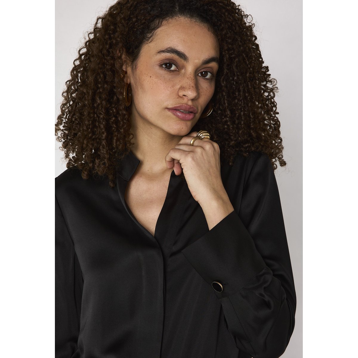 Chemise en satin BASILE noir, Maison 123