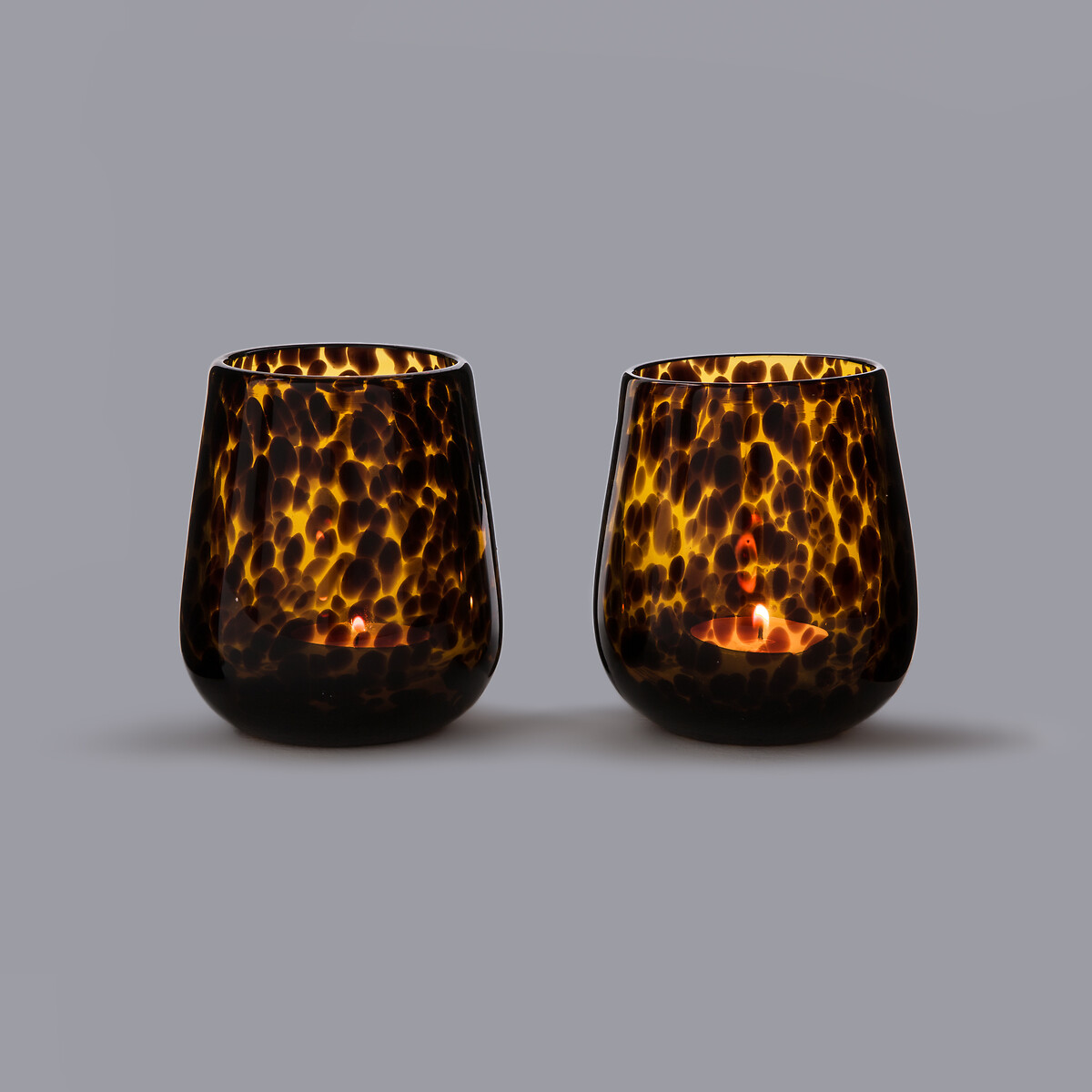 Lot de 2 photophores en verre ambré, Fauvita marron, LA REDOUTE INTERIEURS