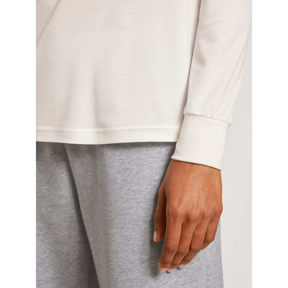 T-shirt à manches longues, Cradle to Cradle Certified® manches longues Coton LOUNGE & RELAX blanc étoilé, CALIDA