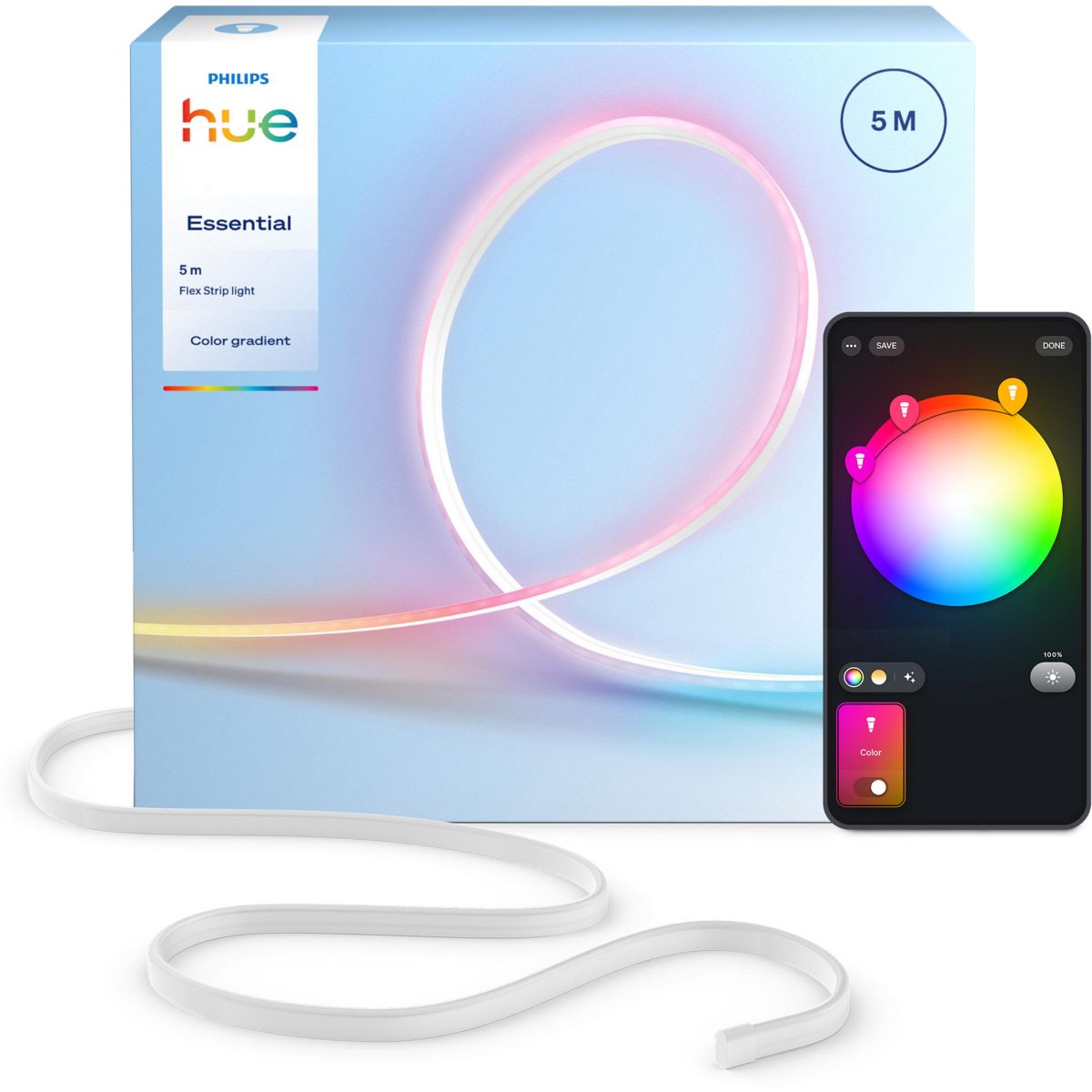 Bandeau LED Essential Flex Strip Light 5m Color Grad couleur unique, PHILIPS HUE