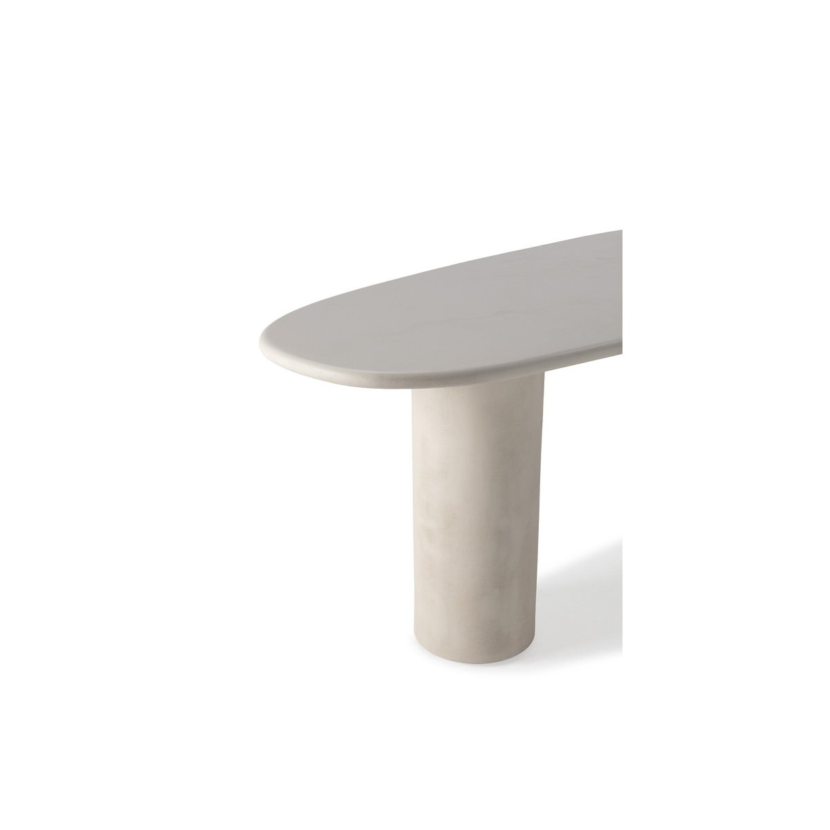 Table à manger ovale CONSTANCE 200 cm beige effet béton beige, BOBOCHIC