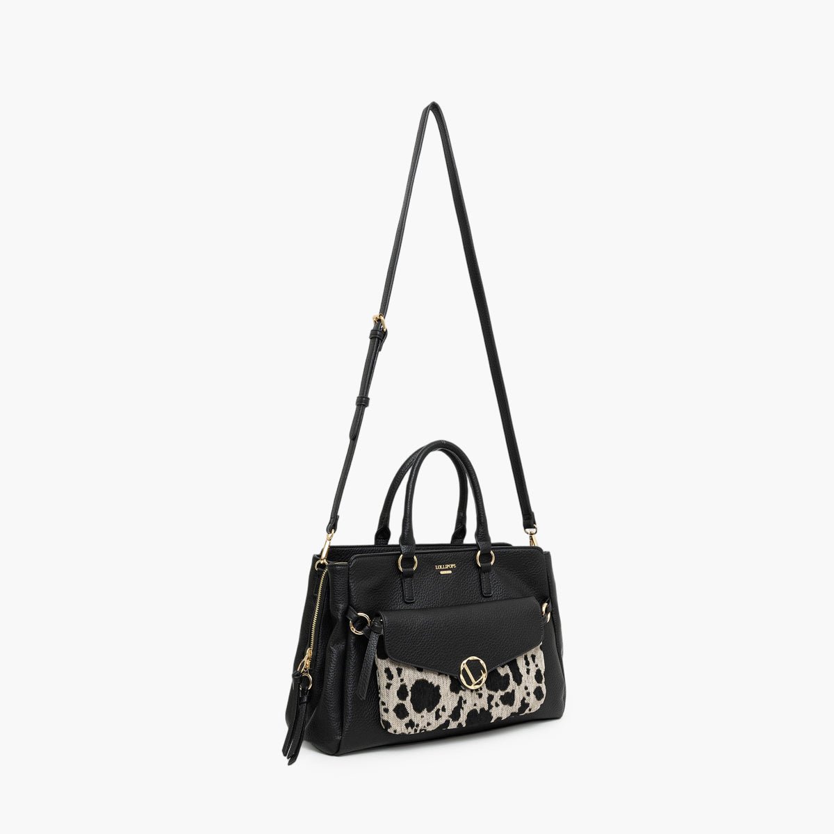 Grand sac shopper Tim noir,doré, LOLLIPOPS