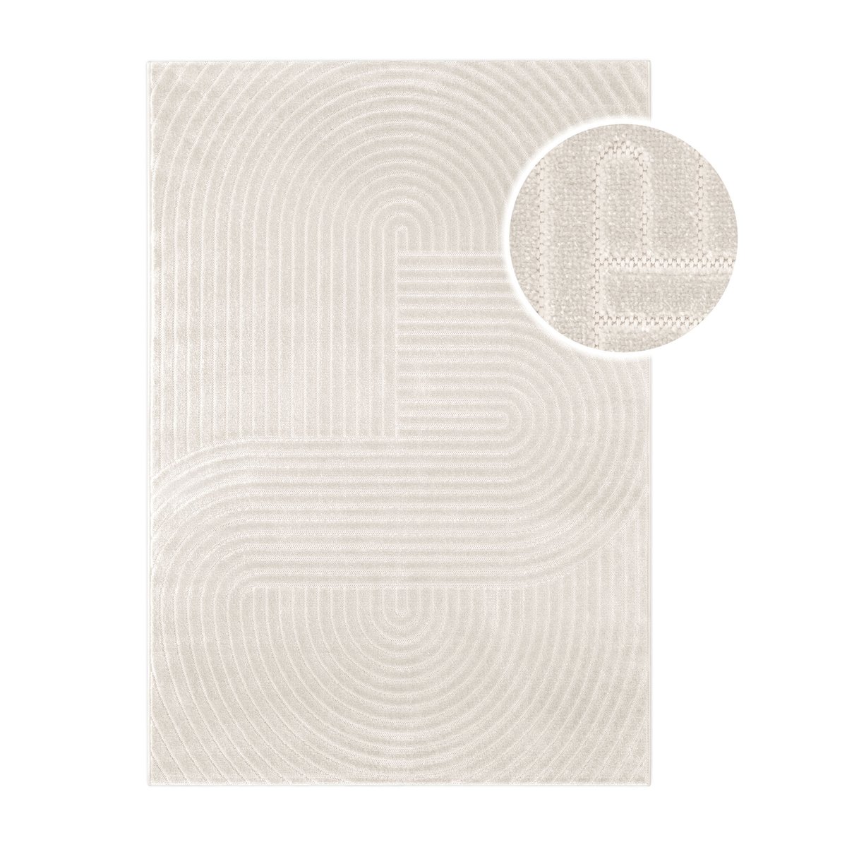 WECONhome Bacalar, tufté, tapis poils courts, motif rayures moderne, facile d'entretien, certifié OEKO-TEX® , Bacalar beige crème, WECON HOME