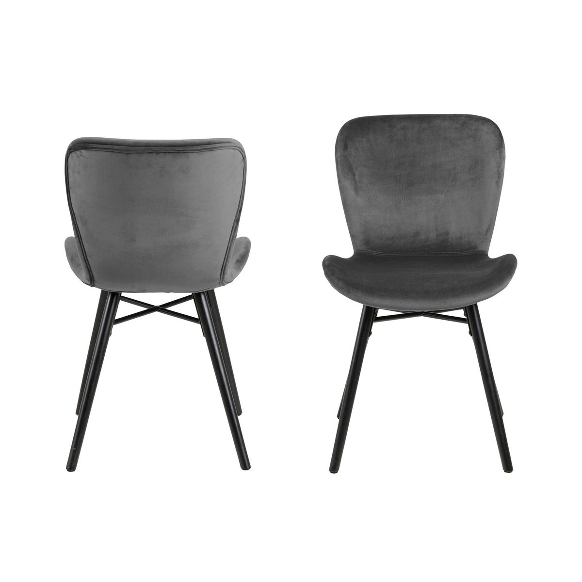 Lot de 2 chaises en velours et bois design moderne LUCIE gris, TOILINUX