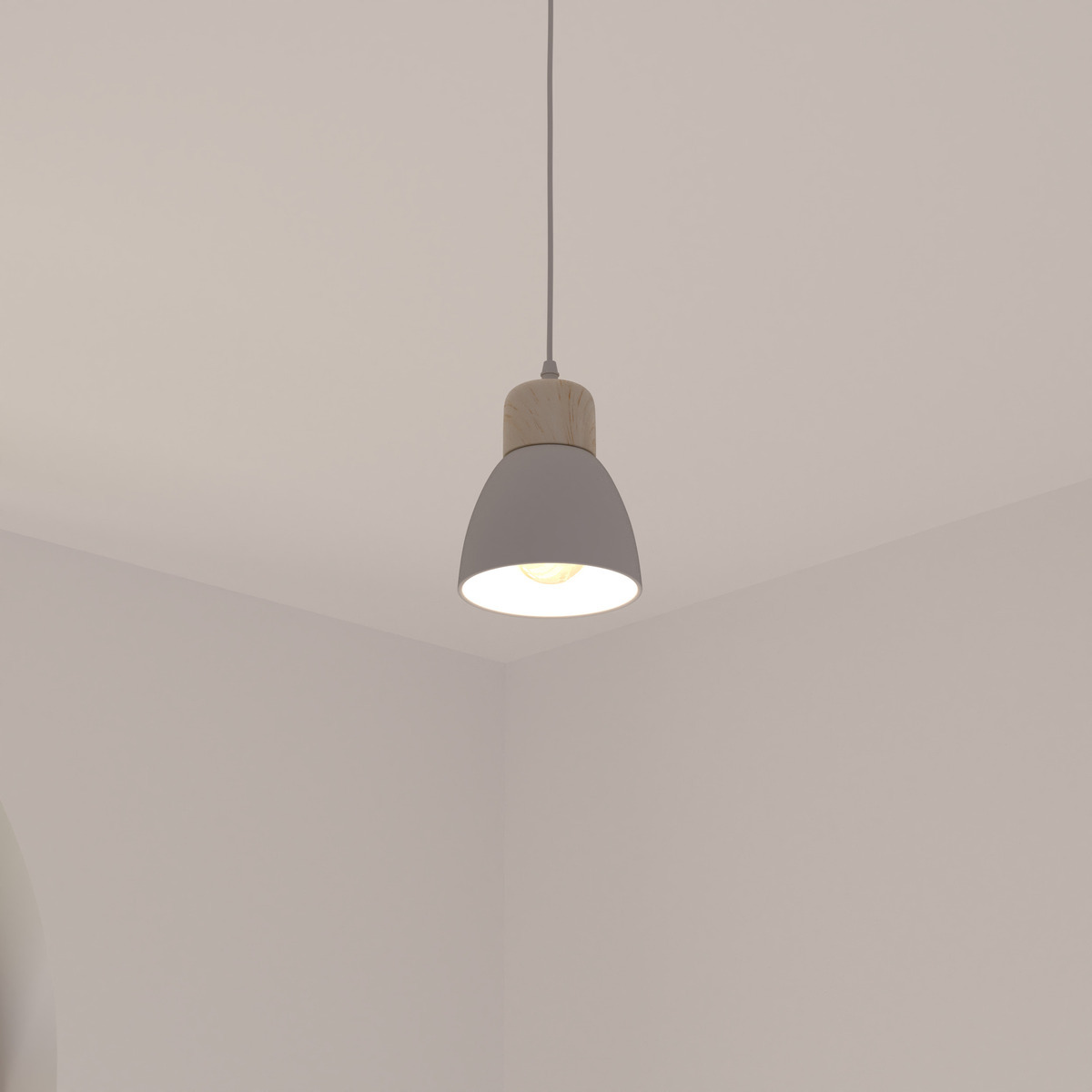 Suspension métal et bois de pin DESY blanc, ATMOSPHERA