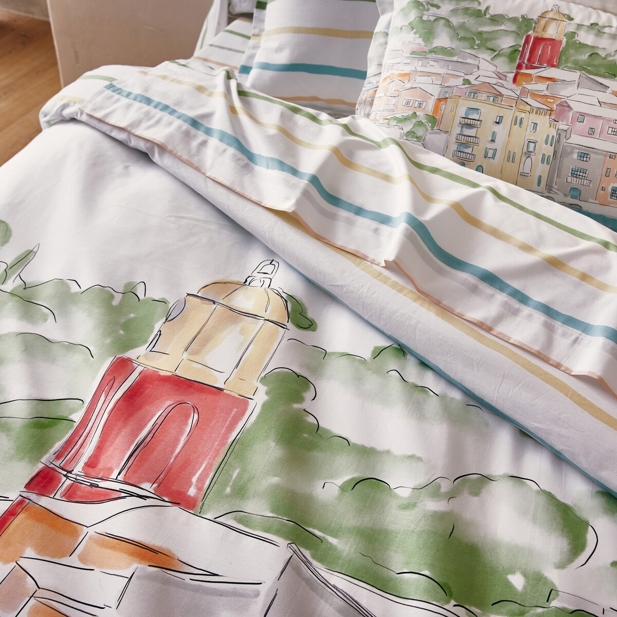 Housse De Couette   Percale De Coton - PAYSAGE VAROIS mer, TRADITION DES VOSGES