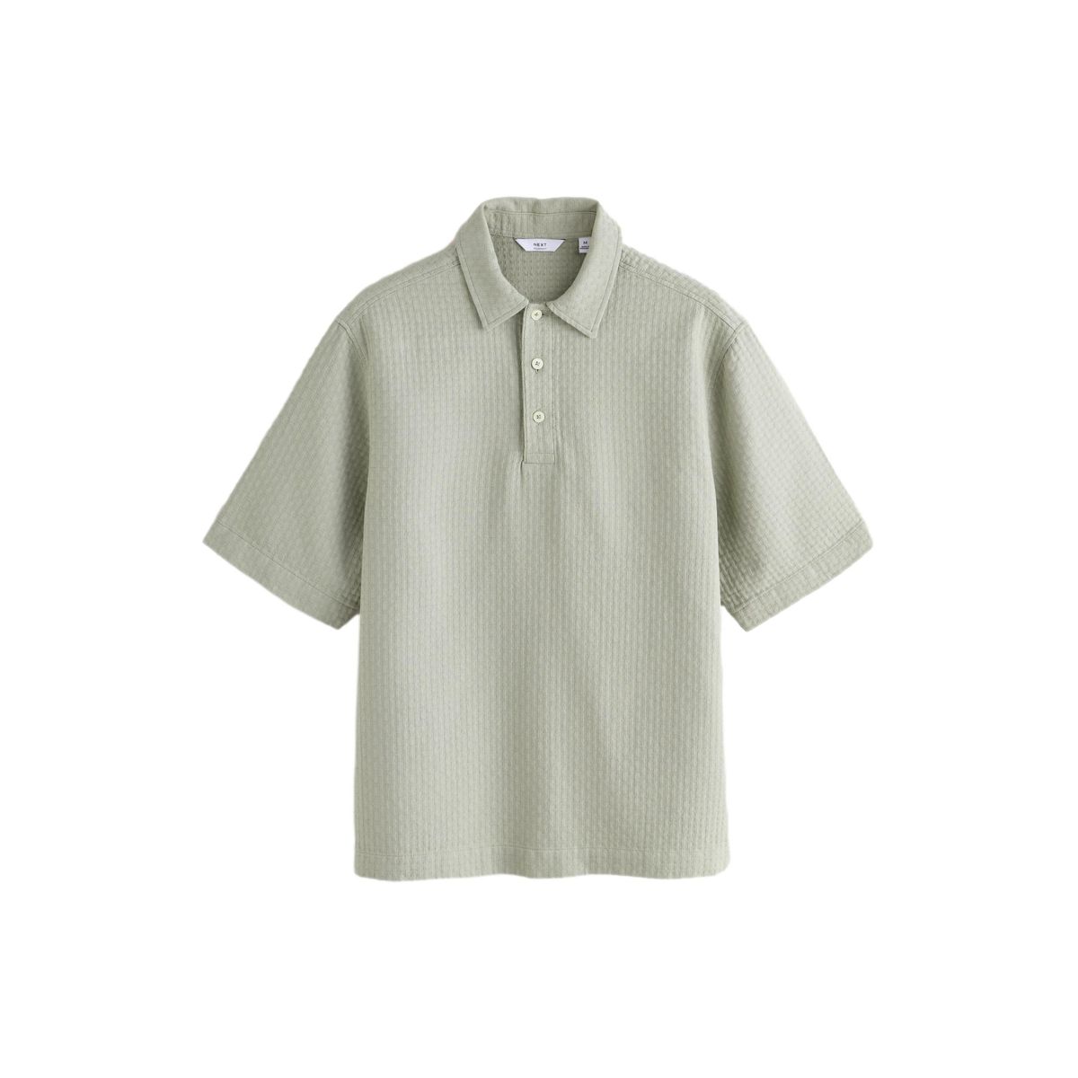Polo texturé tissé coupe droite sauge, NEXT