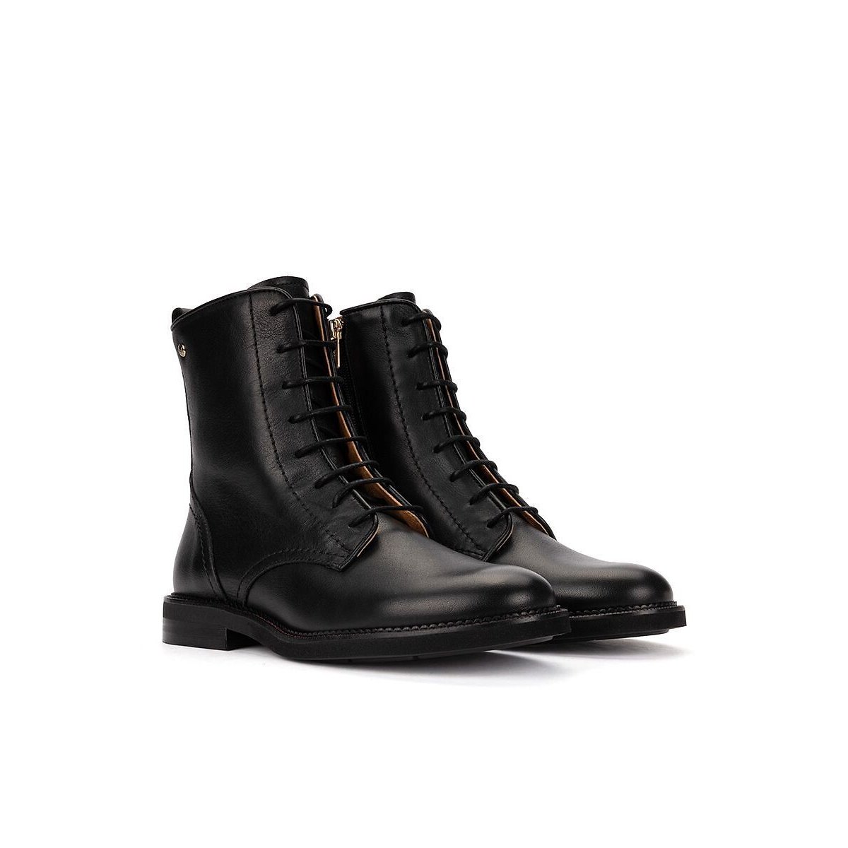 Flache Lederstiefeletten mit Schnürung, DEVA schwarz, PIKOLINOS