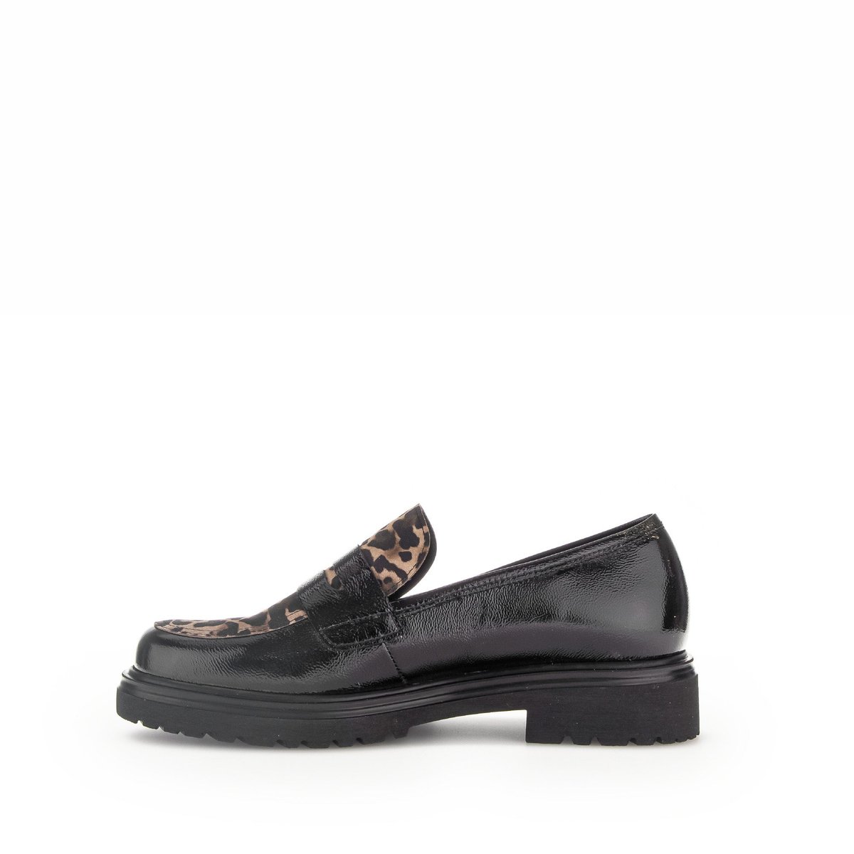Mocassins en vernis à talon décroché savanne, GABOR