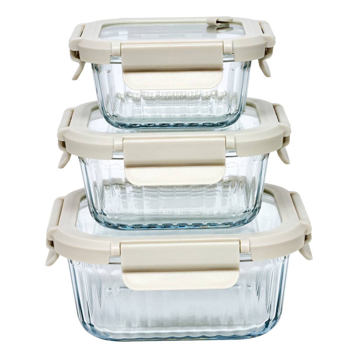 Lot de 3 boîtes de conservation carrées CLIPEAT+ transparent, 5FIVE SIMPLY SMART
