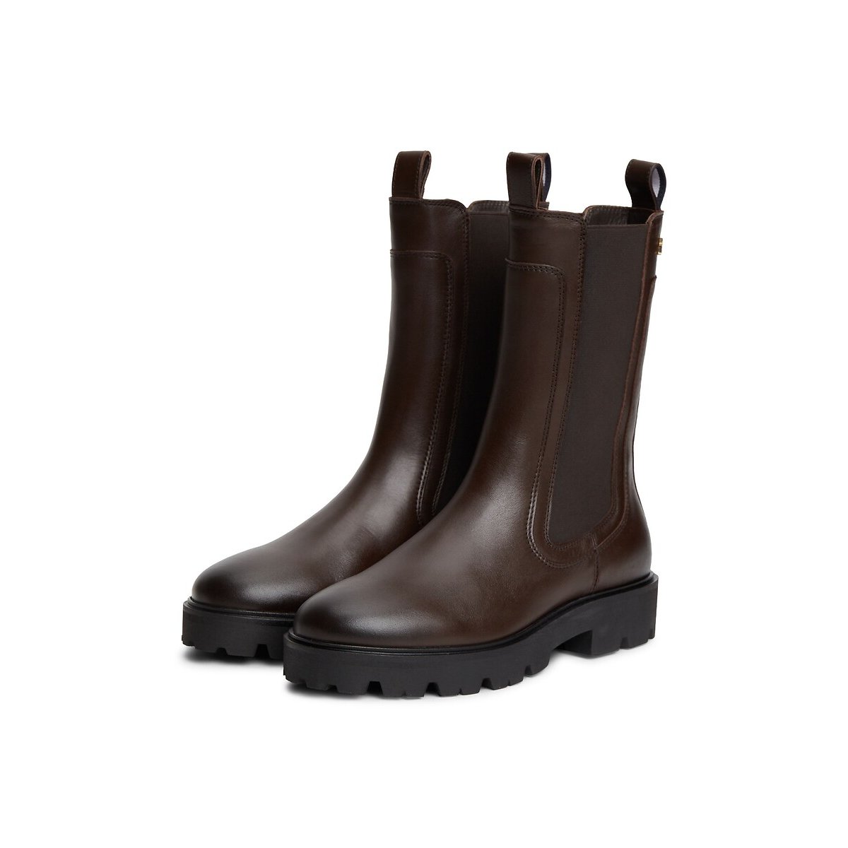 Leather High Chelsea Boots dark brown, TOMMY HILFIGER