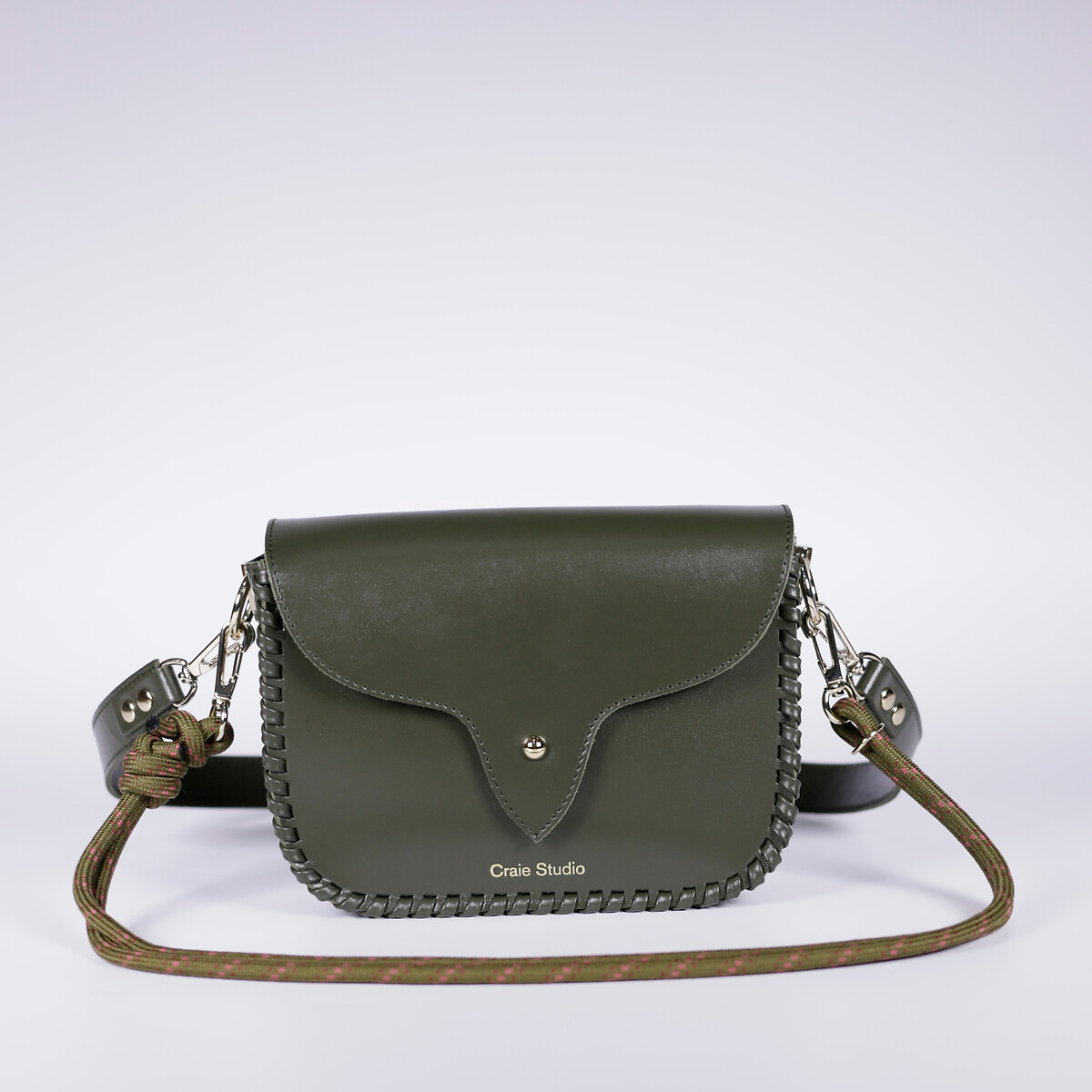 Sac besace en cuir, WEST vert foncé, CRAIE STUDIO