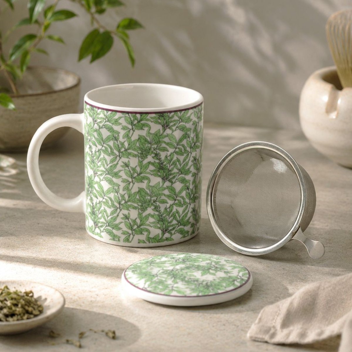 Tisanière avec filtre & couvercle, LATTE LOVERS vert, ARTIME