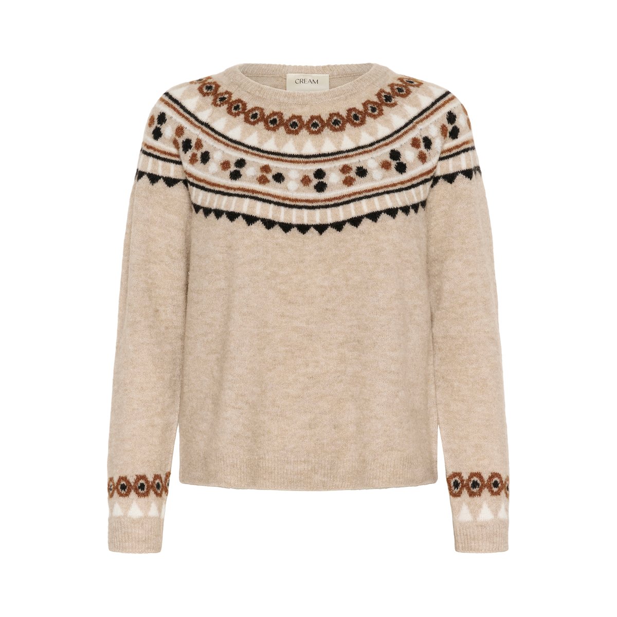 Pullover tricoté marron cobblestone melange, CREAM