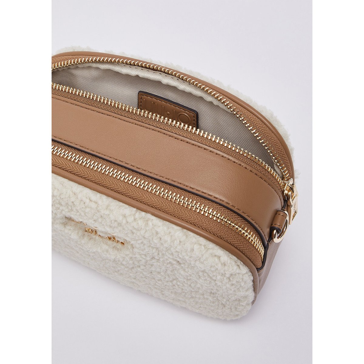 Sac bandoulière format petit en teddy crème, LIU JO