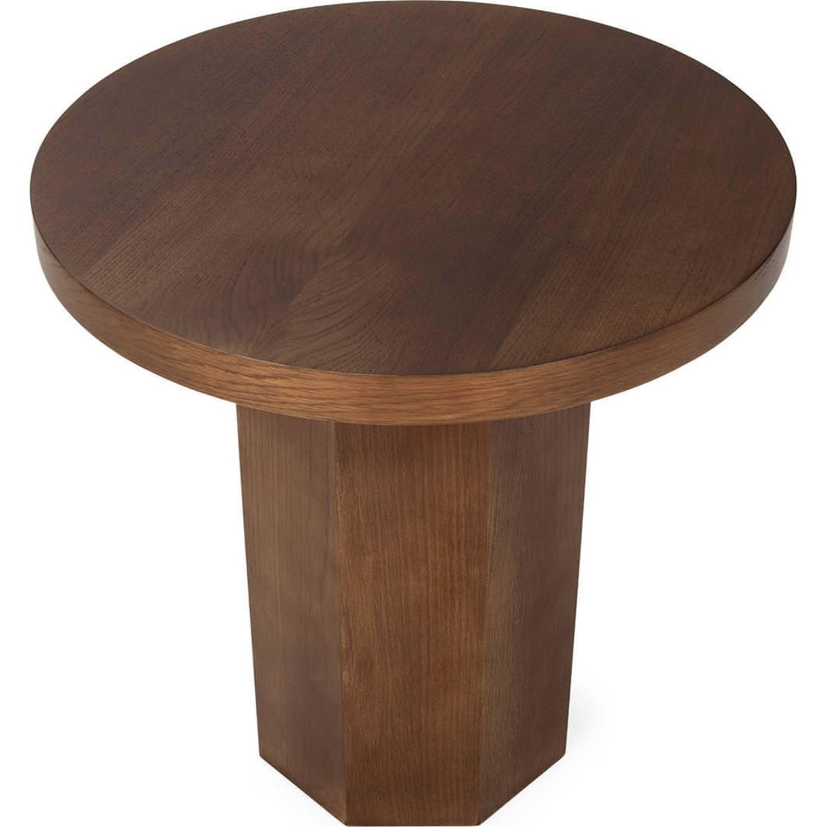 Table d'appoint ronde, Placage de chêne noyer, RECOLLECTION