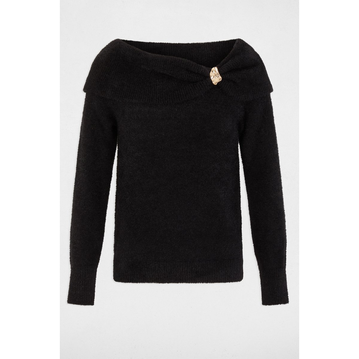 Pull col bardot noir, MORGAN