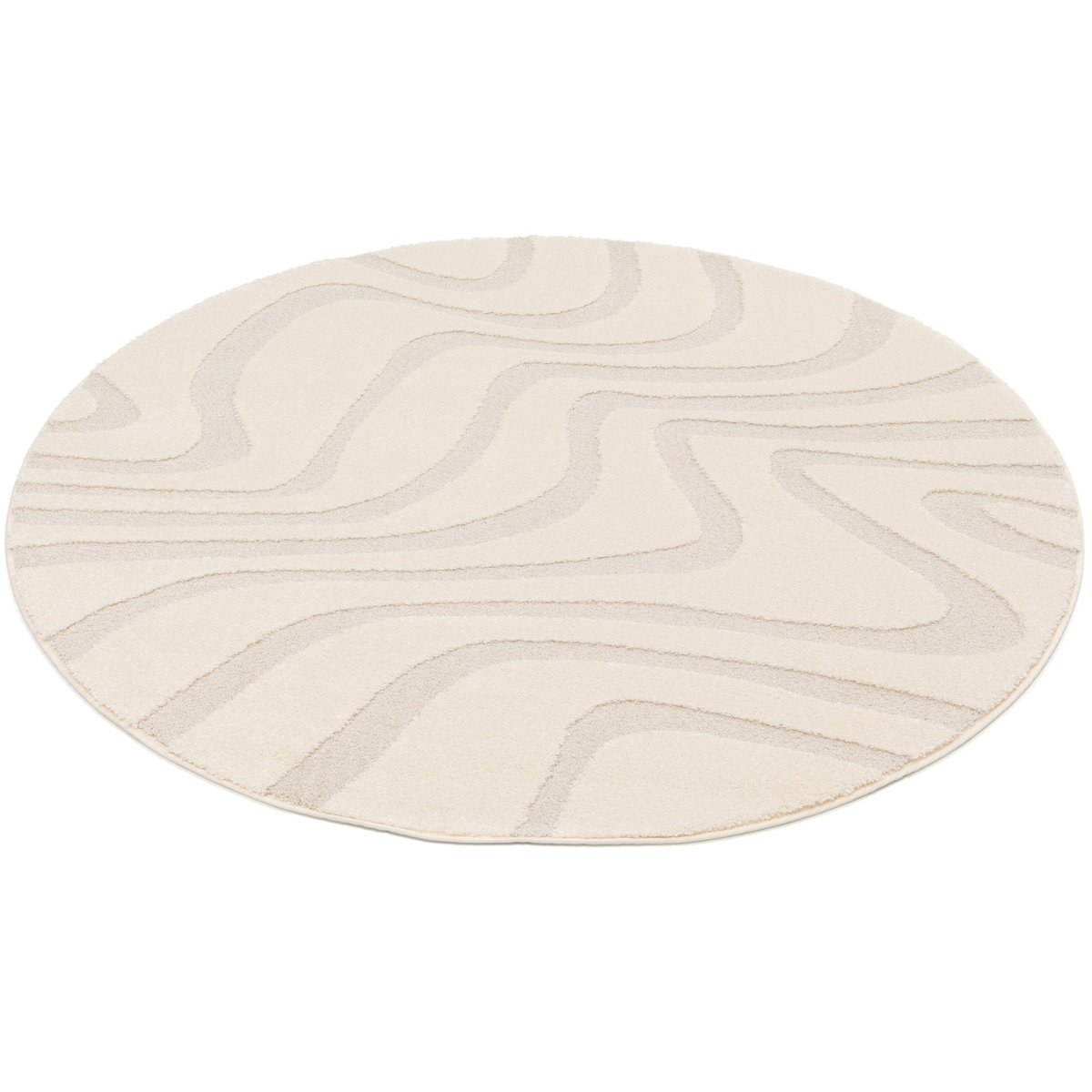 Tapis rond design avec effet relief NAYA beige sable, AFK LIVING