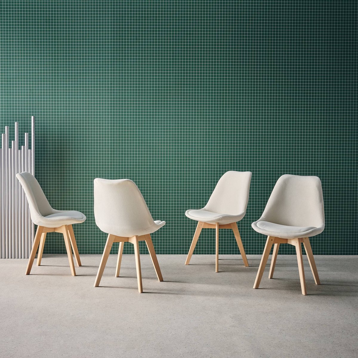 Chaise scandinave bois de hêtre et velours côtelé (lot de 4) NILS noir, SWEEEK
