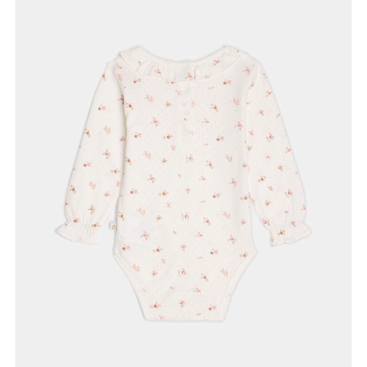 Body terise en coton bio maille pointelle écru et rose, CADET ROUSSELLE