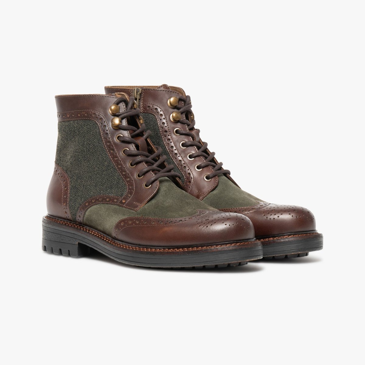 Boots À Talon en cuir RIDLEY vert kaki, BOCAGE
