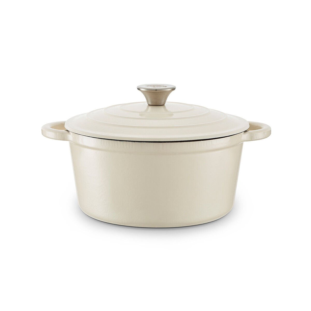 24cm Round Cast Iron Casserole Dish cream, BARBARY & OAK