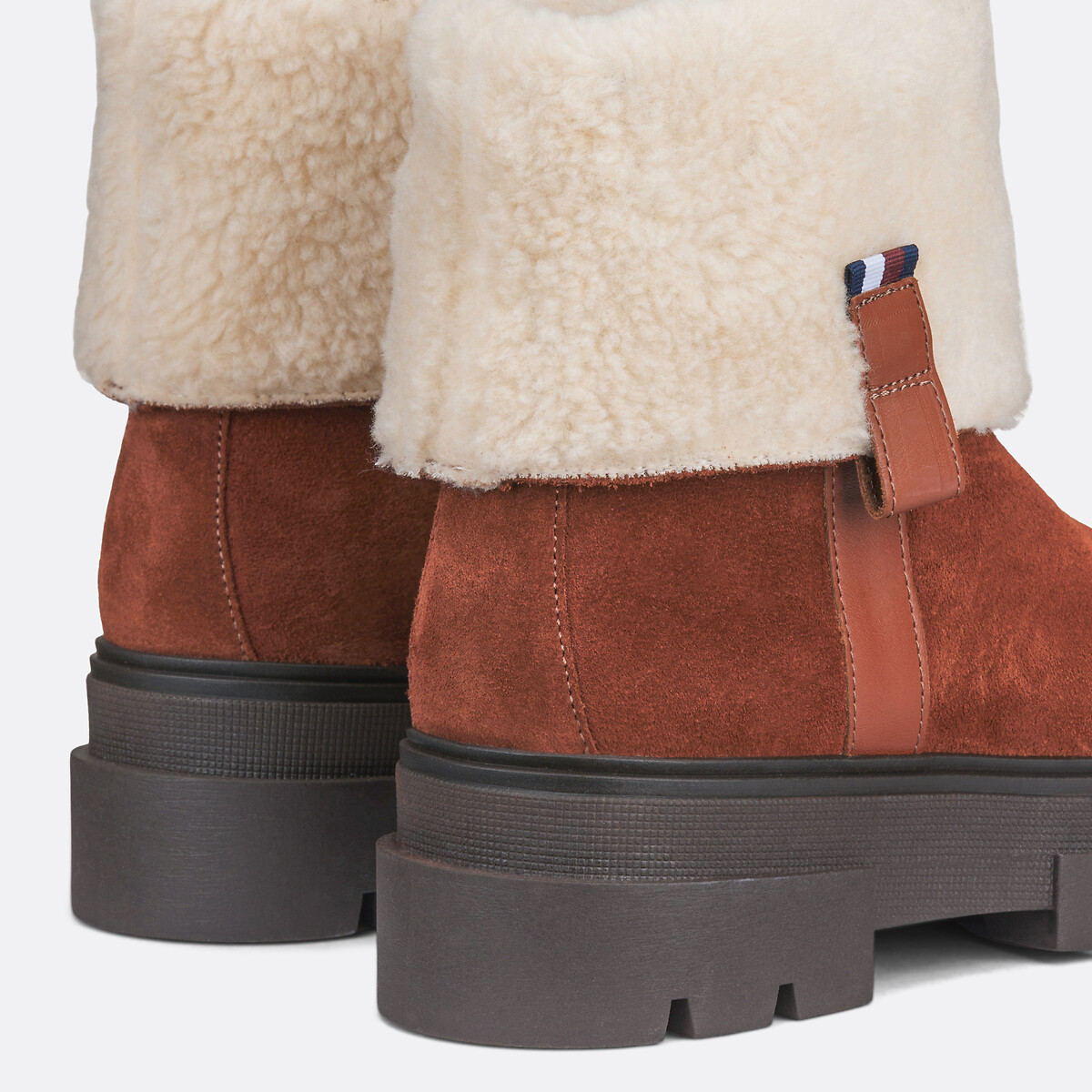 Suede Ankle Boots with Faux Fur Lining cognac, TOMMY HILFIGER