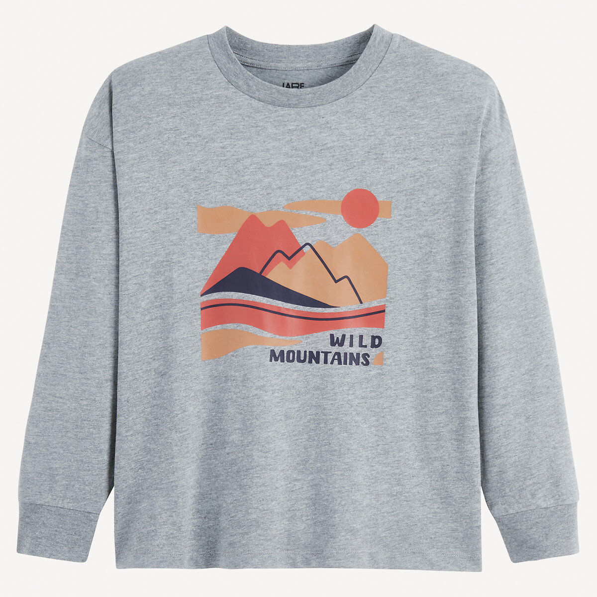 T-shirt manches longues imprimé montagnes gris chiné, LA REDOUTE COLLECTIONS