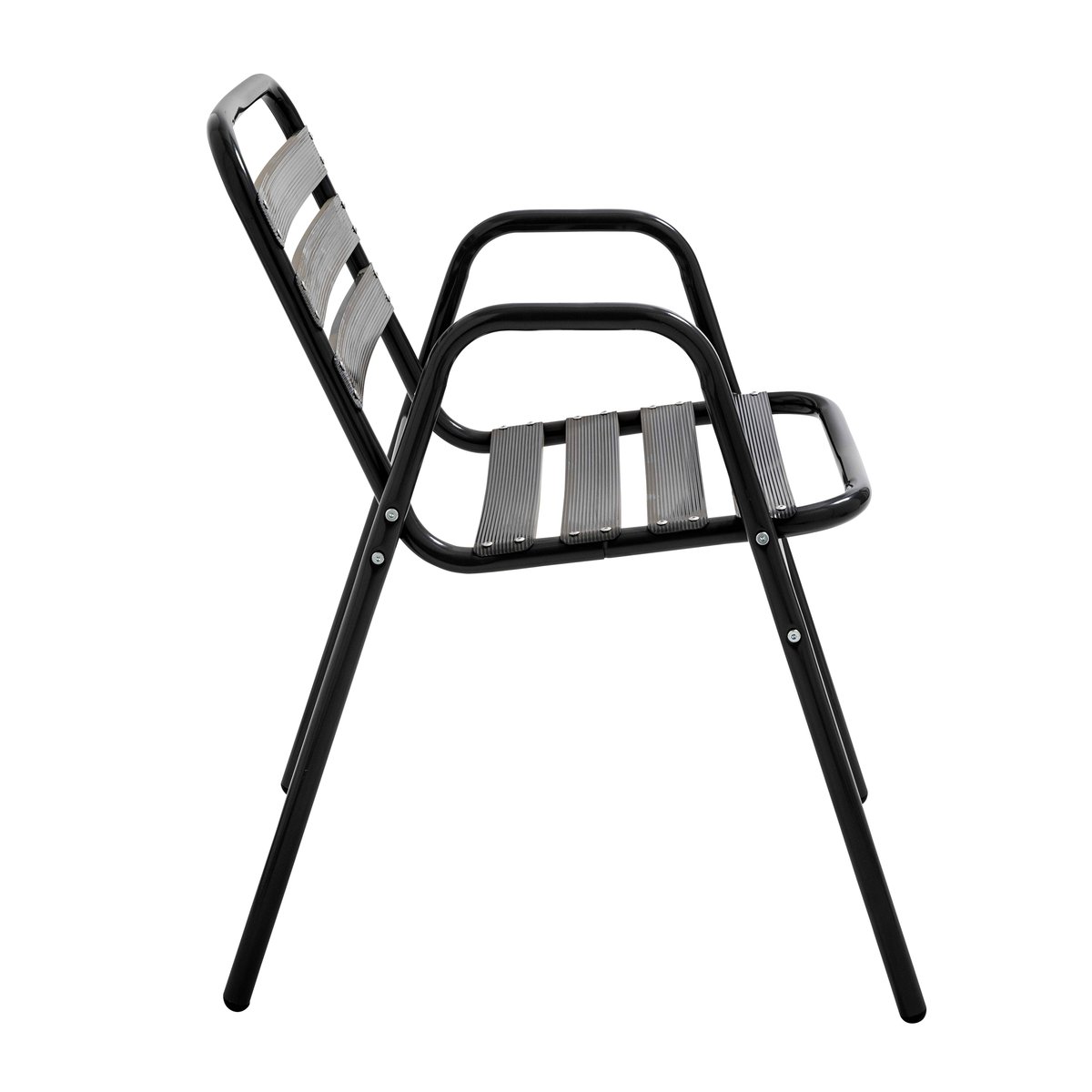 Lot de 4 chaises de jardin avec accoudoirs en aluminium, NOTTING HILL noir, OVIALA
