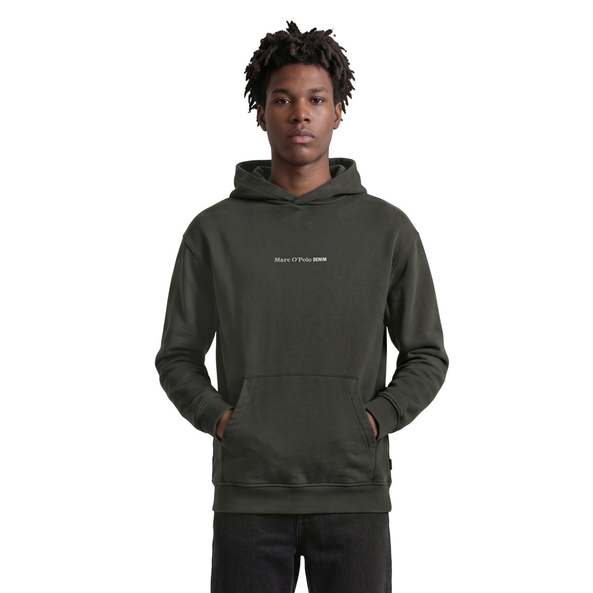 Hoodie relaxed en pur coton bio noir, MARC O’POLO DENIM