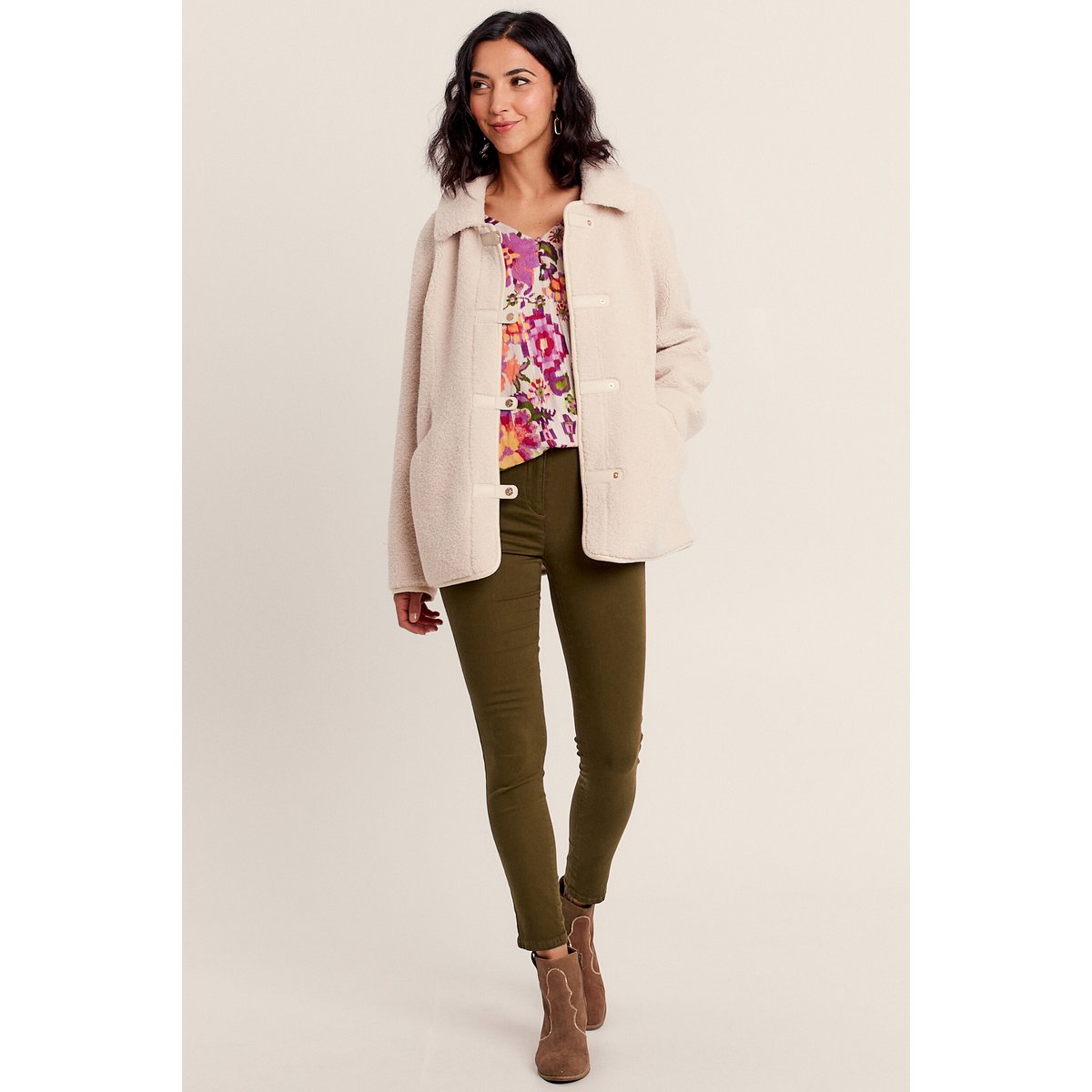 Manteau droit laine mouton ivoire, BREAL